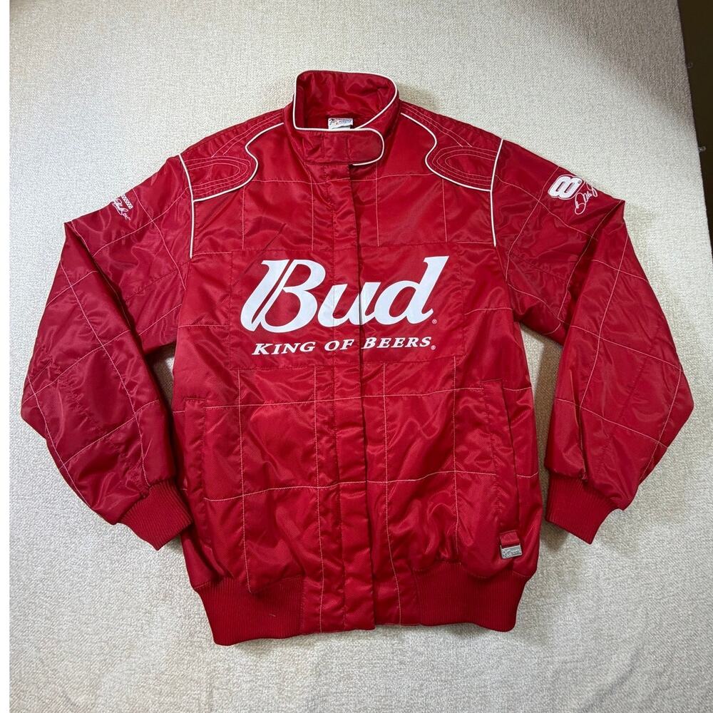 Chase Authentics Women's XL Red NASCAR Budweiser Zip Up Jacket Racing NWT Fan